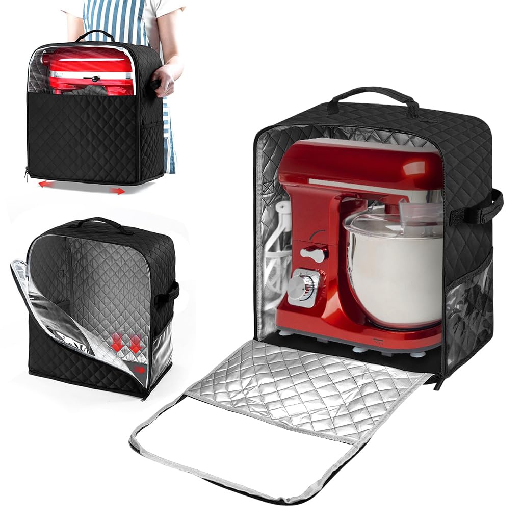 HASTHIP® Storage Bag for KitchenAid 5/4.5 Quart Blender Stand Storage Bag with Handles & Pockets Waterproof Dust Proof Small Kitchen Appliance Organizer Bag for Blender, Toaster, 36x23x38cm