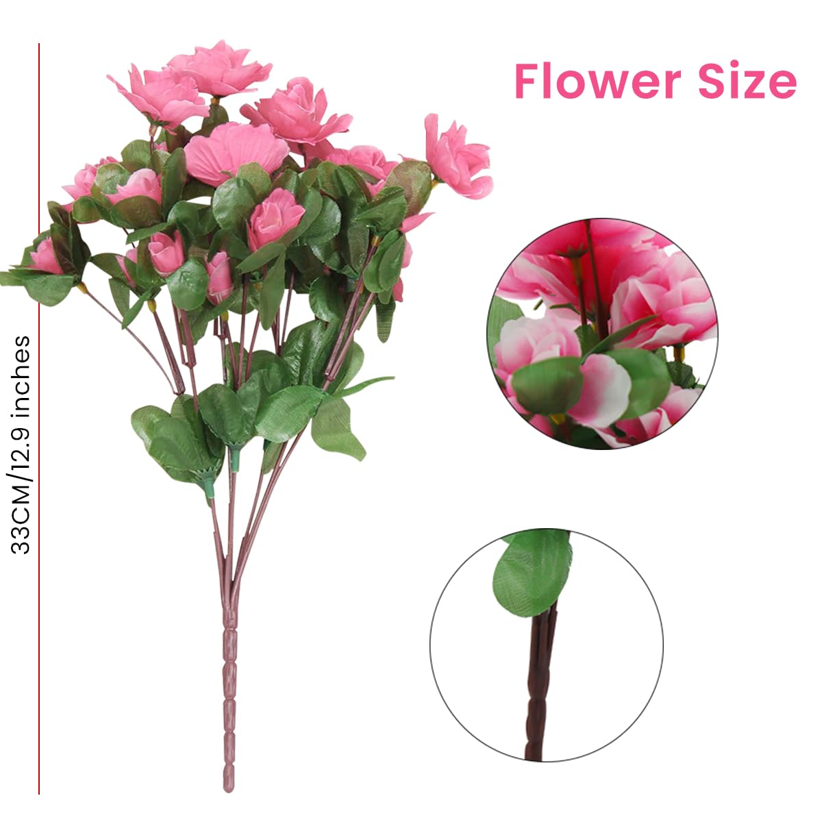 HASTHIP Rhododendron Artificial Flowers for Home and Wedding Decor with 2 Bouquets 33cm | Pink Retro Style Simulated Blooms