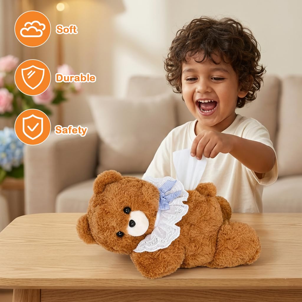 HASTHIP Cartoon Bear Plush Car Tissue Holder Cute Hanging Tissue Box for Car