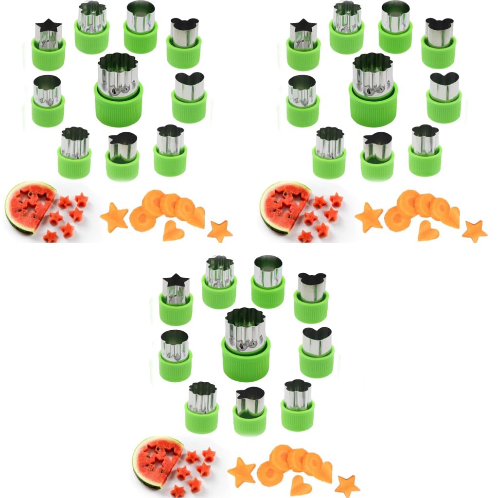 HASTHIP Fruit Vegetable Cookie Cutters Shapes Set for Kids with 30 pcs Stainless Steel Molds