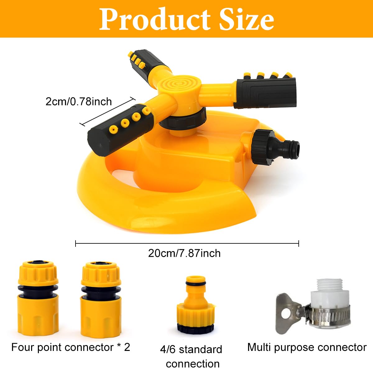 HASTHIP Garden Water Sprinkler for Lawn and Plants with 360 Degree 3 Arm Rotating Spray | Even Large Area Irrigation