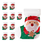 HASTHIP Christmas Gift Bags for Holiday Parties with Ziplock Closure 18.5x22 cm Pack of 10 | Festive Santa Stocking Design