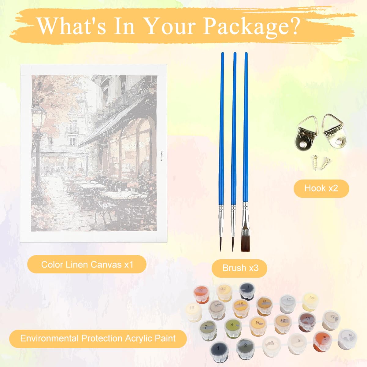 HASTHIP Paint by Numbers Kit for Adults with Numbered Canvas and Brushes 16x20 | DIY Autumn Street Café Art for Home Decor