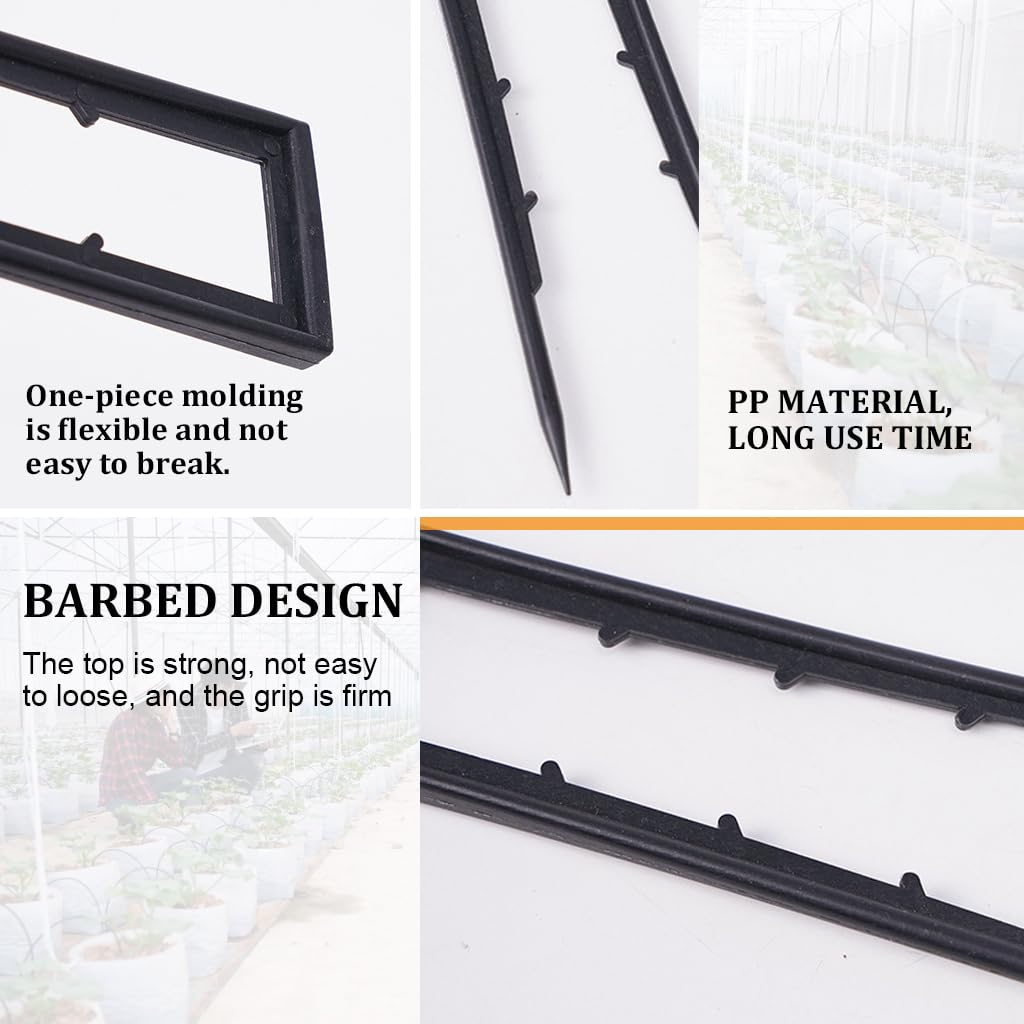 HASTHIP Plastic Garden Landscape Stakes for Weed Barrier Fabric 100 pcs 4 cm x 15 cm | U Shaped Design for Secure Anchoring