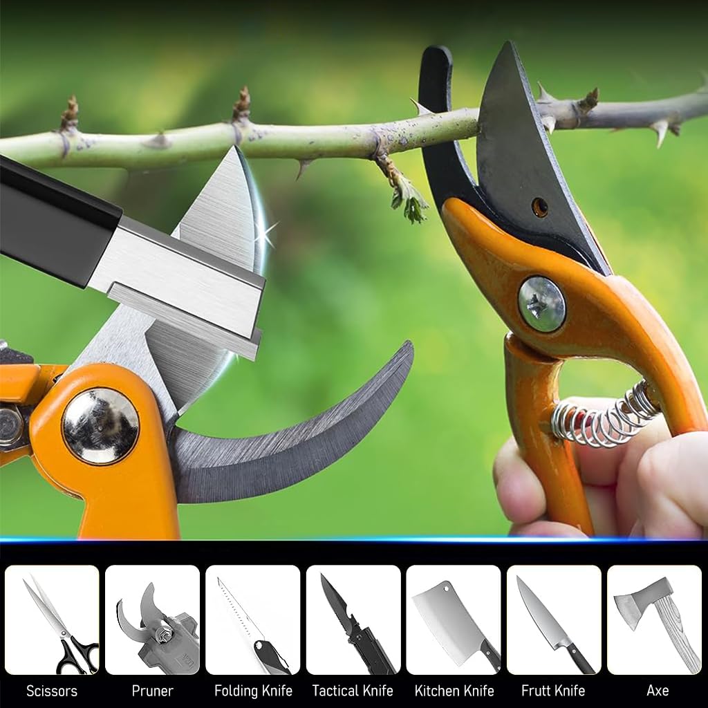 HASTHIP® Garden Tool Sharpener,Pocket Carbide Shear & Scissor Sharpener,Portable Knife & Pruner for Gardening Camping Outdoor Use