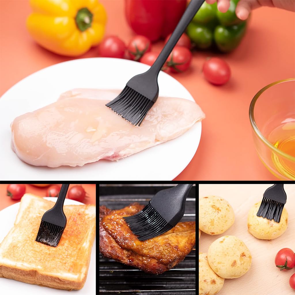 HASTHIP® 2Pcs Oil Brush Heat Resistance Food-Grade Silicone Brush Oil Brush BBQ Oil Brush 10.6 Inches Silicone Oil Brush Sauce Brush