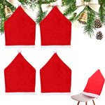 HASTHIP Christmas Chair Covers for Dining Room featuring 4PCS Santa Hat Design | Red Fabric Decor