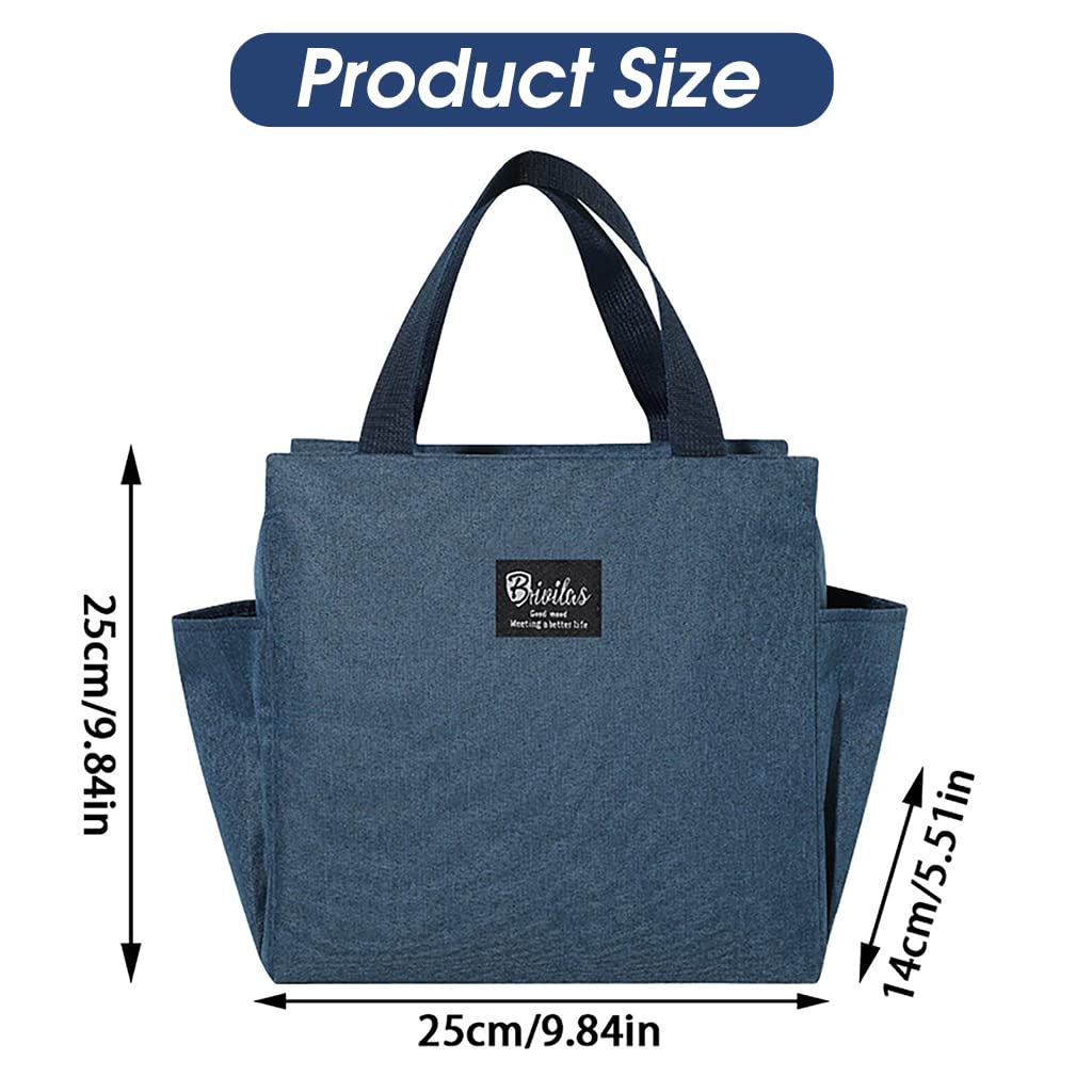 Lunch Bag for Office Picnic Camping School with Side Pockets, Insulated Tiffin Bags Thermal Bento Box for Men Women Kids