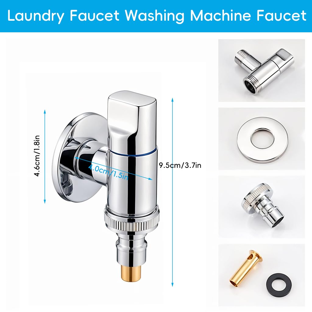 HASTHIP Laundry Faucet for Washing Machines and Dishwashers with Brass Body Chrome Finish 2PCS
