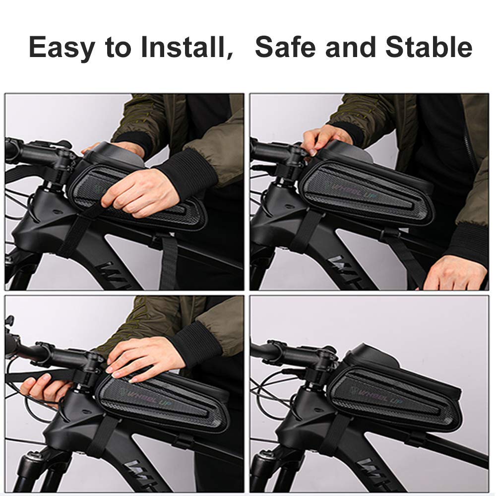 Proberos® Bicycle Frame Bag Cycle Pouch for Bicycle with TPU Touch Screen Large Capacity EVA Pressure-Resistant Handlebar Headphone Hole, Suitable for Phone Under 7.0 Inch Cycle Accessories