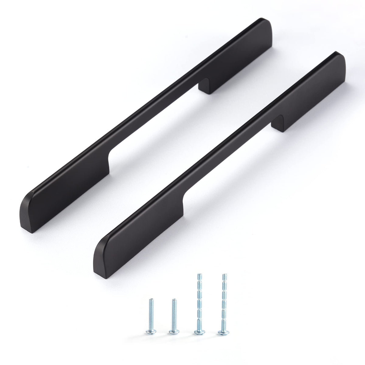 HASTHIP® 2Pcs Cabinet Pulls 12.4 inches Aluminum Alloy Drawer Bar Pulls Modern Minimalist Sleek Black Handles Pulls for Drawer, Nightstand, Bathroom Vanities, Kitchen, with Screw Kit