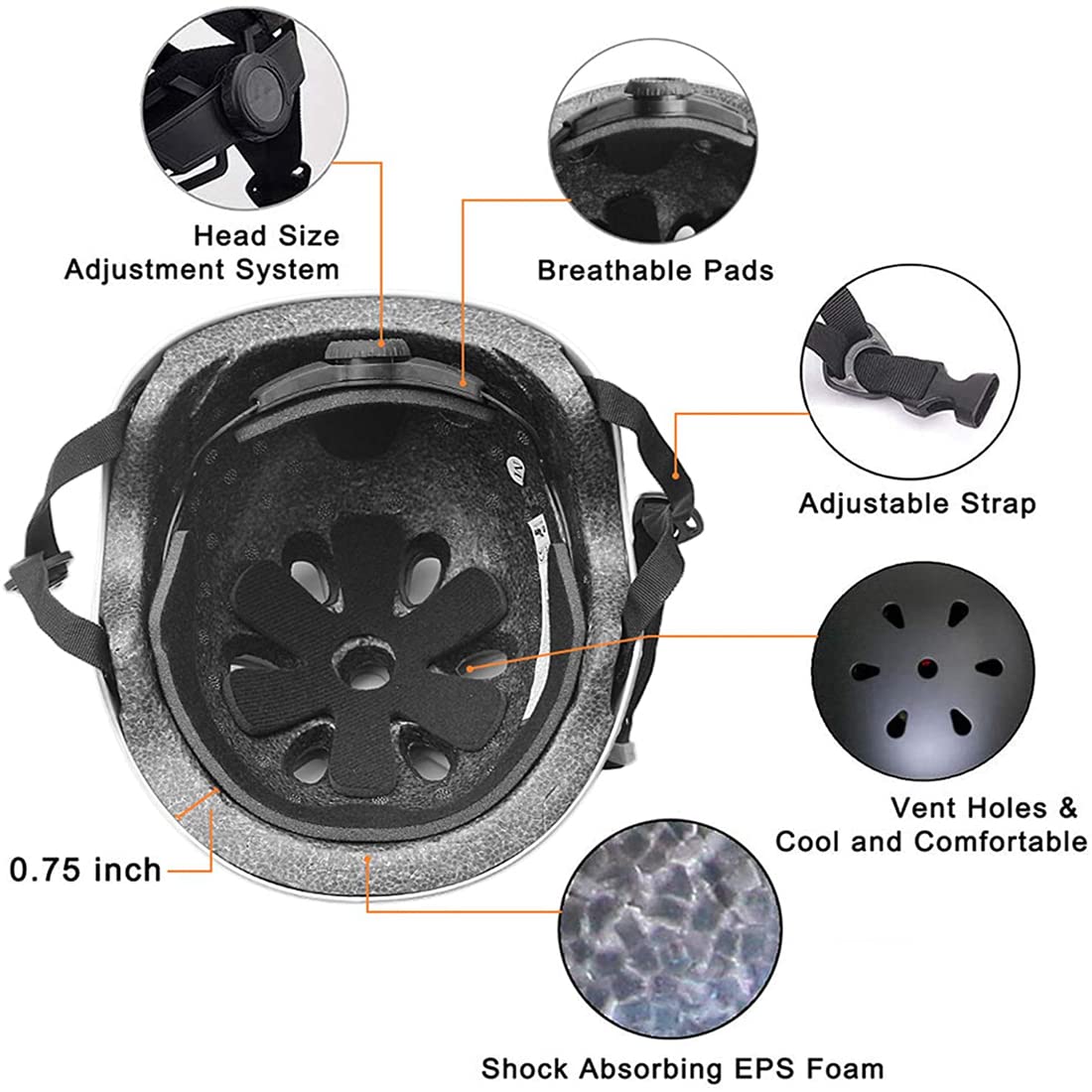 HASTHIP® Adjustable ABS Shell Safety Helmet Protective Suitable for Youth/Adult (Black)