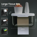 HASTHIP Toilet Paper Holder for Bathroom with Utility Shelf 20x12x12cm | ABS Plastic Wall Mount Design