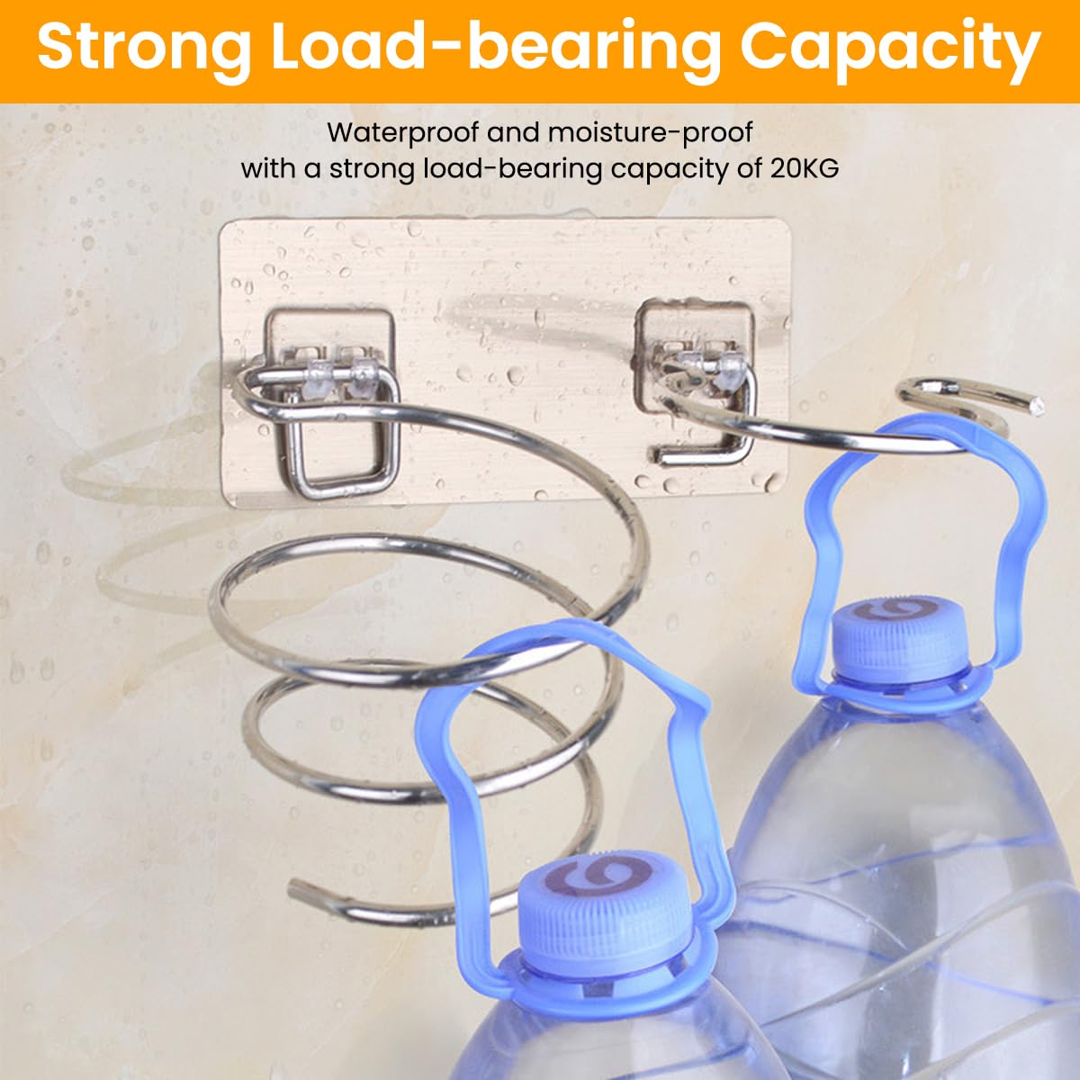 HASTHIP Hair Dryer Holder for Bathroom with Spiral Wire Mount and Self Adhesive Stainless Steel Design