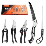 HASTHIP Gardening Cutter Tool Kit with 5 Pcs SK5 Steel Blades and Ergonomic Handles for Home Garden | Includes Pruning Shear and Saw