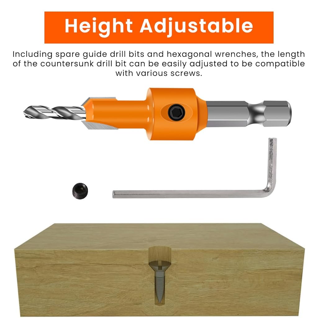 HASTHIP® 11Pcs Woodworking Countersink Drill Bit Set, 5 Size Carbon Steel Bits