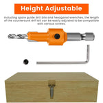 HASTHIP® 11Pcs Woodworking Countersink Drill Bit Set, 5 Size Carbon Steel Bits
