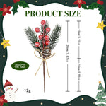 HASTHIP Artificial Christmas Floral Picks for Wreaths with Hemp Rope Hanging 8pcs 7.87in | Red Berries Pinecones and Holly Leaves Decor