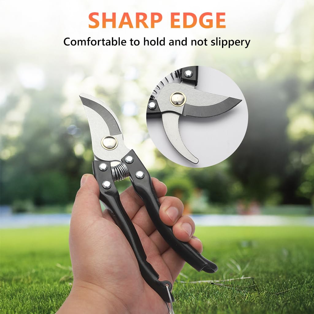 HASTHIP Gardening Scissors Set for Trimming and Pruning with Spring Mechanism | 3Pcs Alloy Steel Tools Featuring Safety Lock