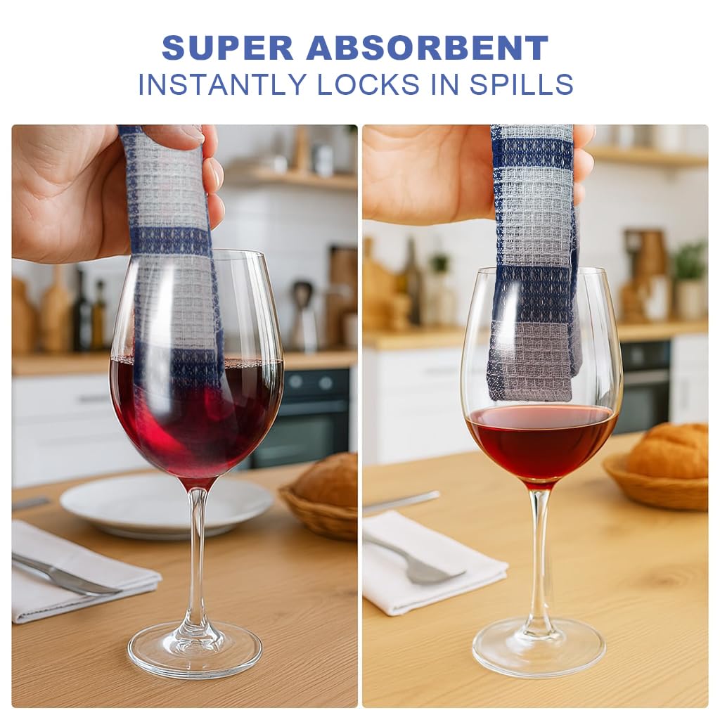 HASTHIP Reusable Kitchen Cleaning Cloths for Dishwashing with Checked Pattern 12 Pack 30x30cm Cotton | 3 Colors