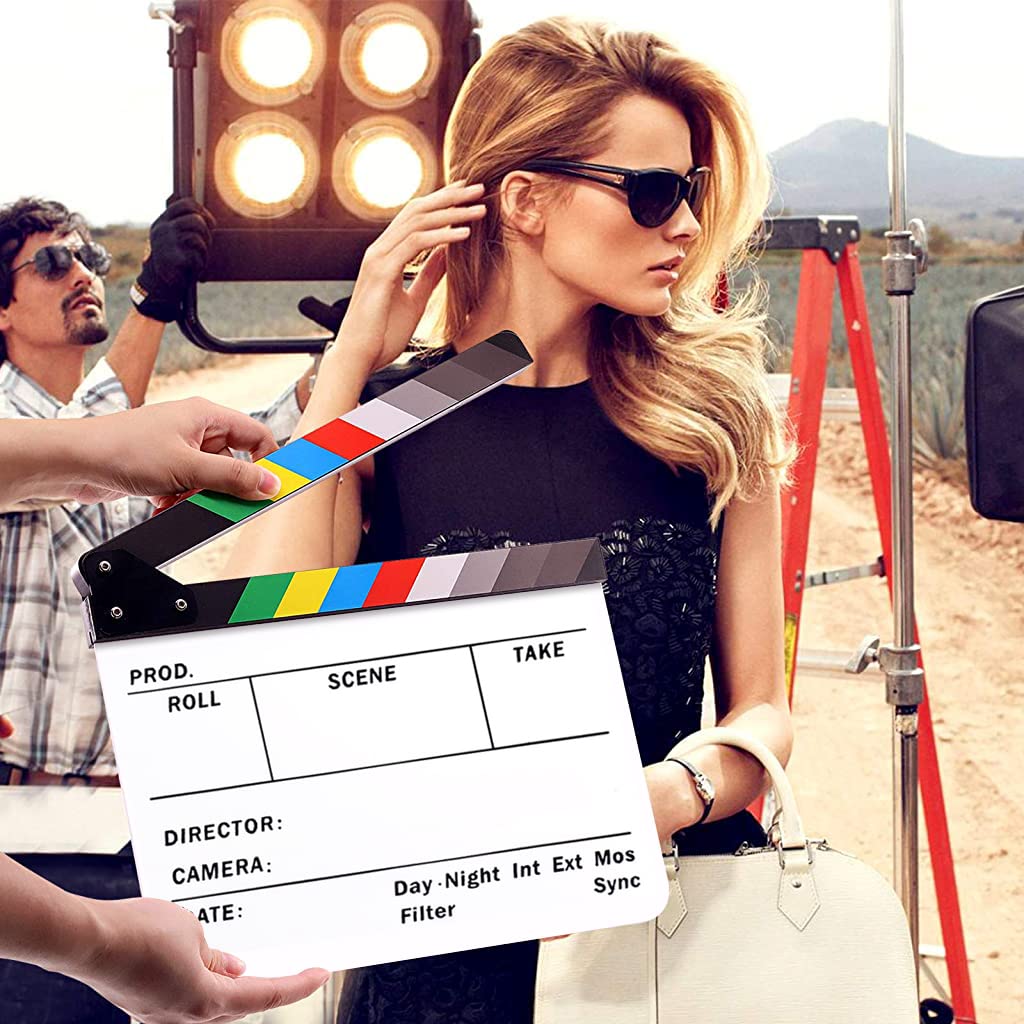 HASTHIP Clapper Board for Filmmaking with Magnetic Strips and 24 x 30cm Acrylic Design | 2 PCS Set