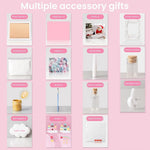 HASTHIP® Kit de Huellas de Mano y Pie Bebé con Arcilla Blanca y Pintura Dorada,Marco Fotos 11x12.9 Pulgadas con Accesorios,Regalo Recuerdo para Recién Nacidos