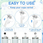 HASTHIP Straw Cover Caps for 10mm Straws featuring Anti Slip Grip and Star Charm | Travel Use