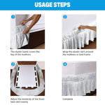 HASTHIP Pleated Bed Skirt for Double Bed 15 inch Drop with Ruffled Edges | White Polyester Cotton Blend 75x54 in