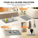 HASTHIP Bath Mat for Bathroom Safety with Clear Double Sided Anti Skid 15.75x11.8 in Grey | Quick Dry Diatomaceous Earth Surface