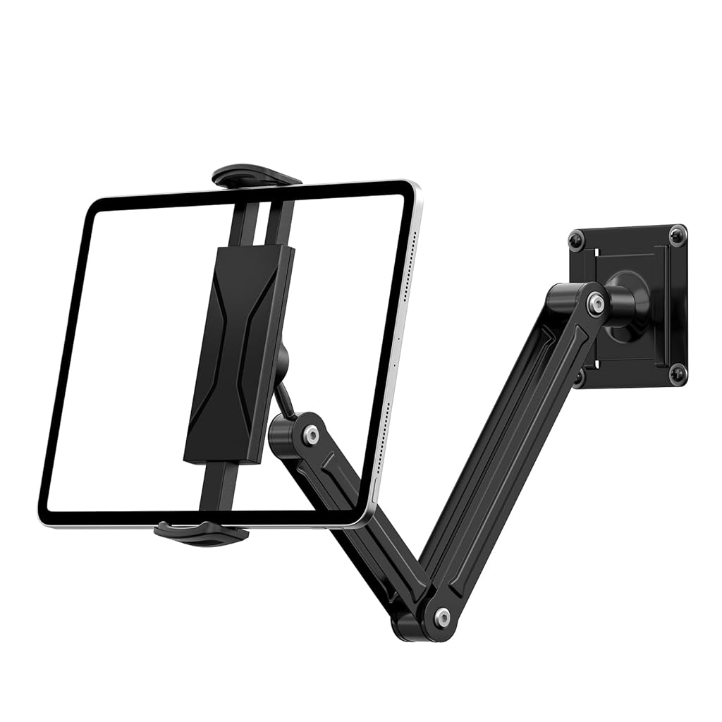 HASTHIP® Soporte Tablet Pared Universal, Soporte iPad Pared 360° Ajustable Compatible con iPad Pro/Air/Mini, Samsung Galaxy Tab, Kindle y Teléfonos 4.7-13''