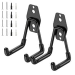 HASTHIP® Heavy Duty Garage Storage Hooks, Steel Wall Mount Utility Hooks for Tools, Garden Hose, Ladders, Bikes, and Garage Organization Rack Hangers - Black (Pack of 6)