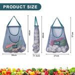 HASTHIP Hanging Mesh Storage Bags for Kitchen Produce featuring Dual Pocket Net Design | 3pcs Reusable Mesh Fabric