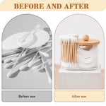HASTHIP Cotton Swab Holder for Bathroom and Vanity featuring 2 in 1 Clear Organizer Box with Wooden Lid