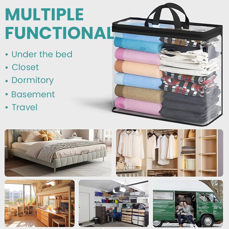 HASTHIP Clothes Storage Bags for Wardrobe Organization with Zipper Handle 45x38x13cm | Clear Waterproof PVC Dustproof Garment Bags