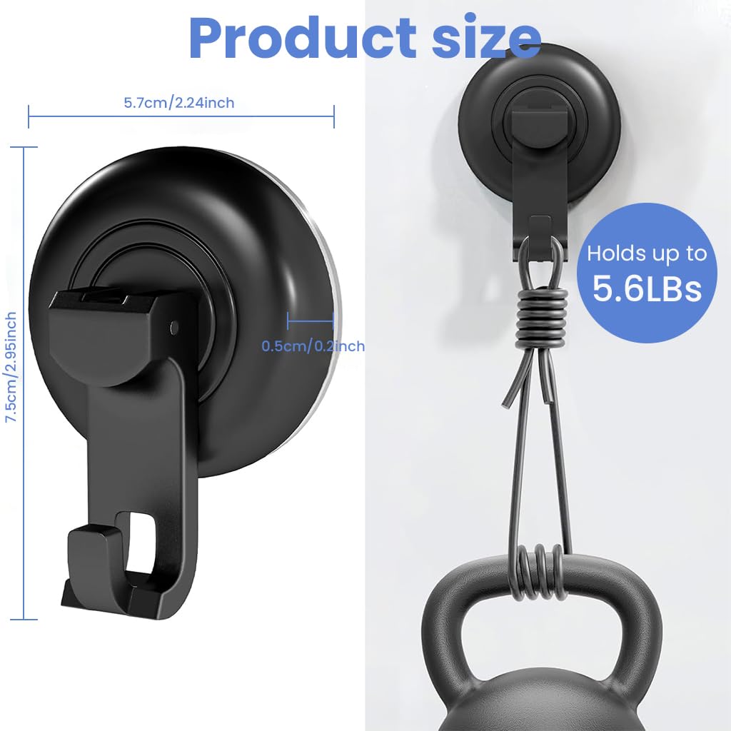HASTHIP Wall Hooks for Bathroom and Kitchen with Strong Vacuum Suction Cup | 4Pcs Removable Set