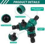 HASTHIP 2 Way Tap Splitter for Garden Irrigation with Separate Valve Control and ABS Body | Leak Proof 3/4 & 1/2 Inch Connector