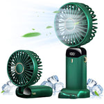 HASTHIP Hand Fan for Women with 3000mAh Battery and 5 Speeds featuring Foldable 90° Base | Green Portable USB Rechargeable Fan