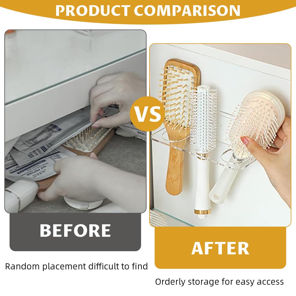 HASTHIP Hair Brush Holder for Bathroom with Clear Acrylic Space-Saving Design | Easy to Clean