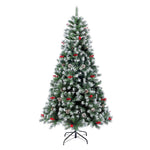 HASTHIP® 150cm Christmas Tree for Home Decor with Snow Flocked Branches, Pinecones & Red Berries, Premium Xmas Trees for Christmas, Office School House Restaurants Store
