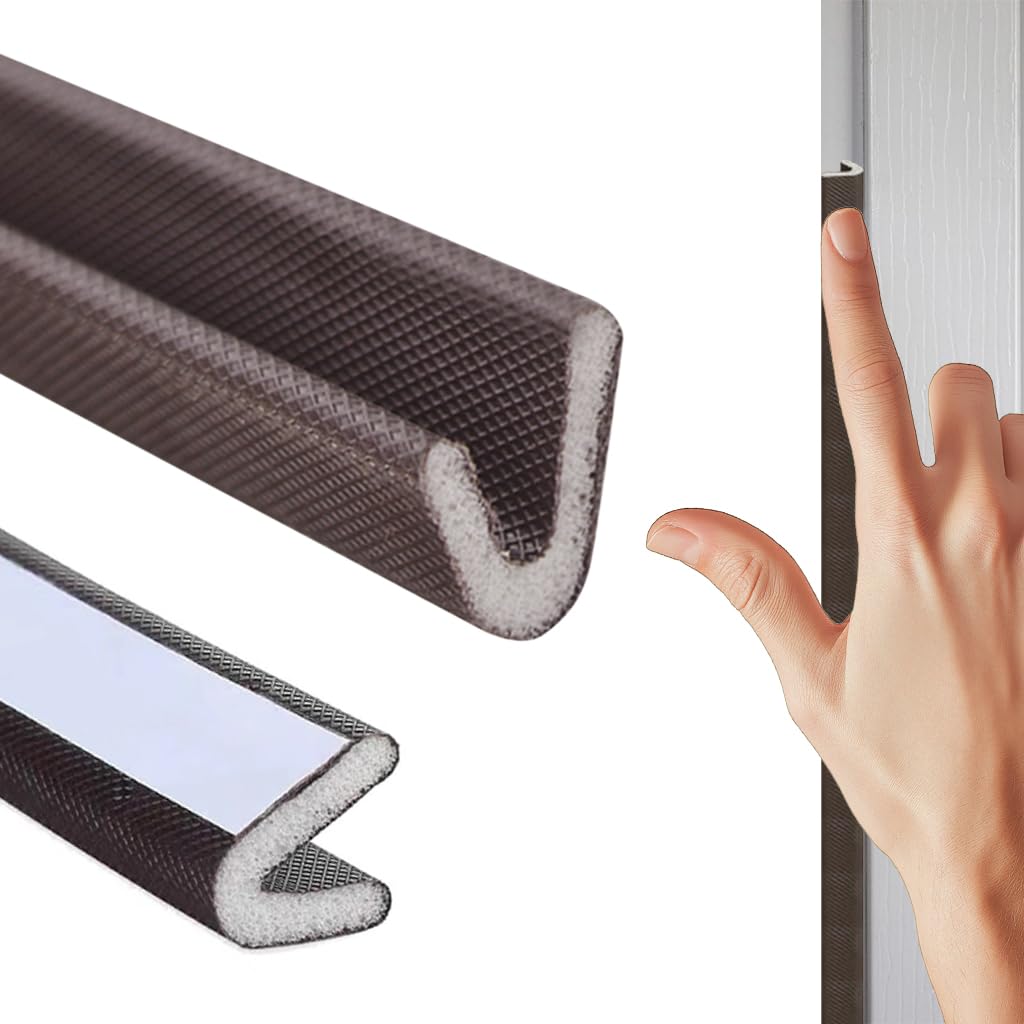 HASTHIP Door Gap Filler for Doors and Windows with Self Adhesive Grid Backing 9.8 ft Brown | Soundproof and Weatherproof Silicone Strip