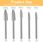 HASTHIP Wood Carving Tools for Rotary Tool 15 pcs with 1/8 Shank | 5 Sizes 3–8 mm Engraving Set
