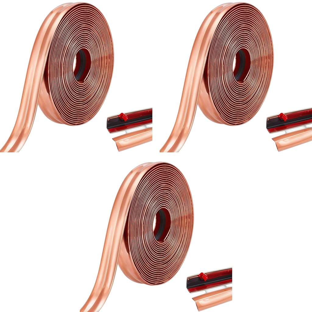 HASTHIP Wall Molding Trim for Table Edge and Door Frame featuring Flexible PVC | 9.84ft x 0.78in Rose Gold 3PCS
