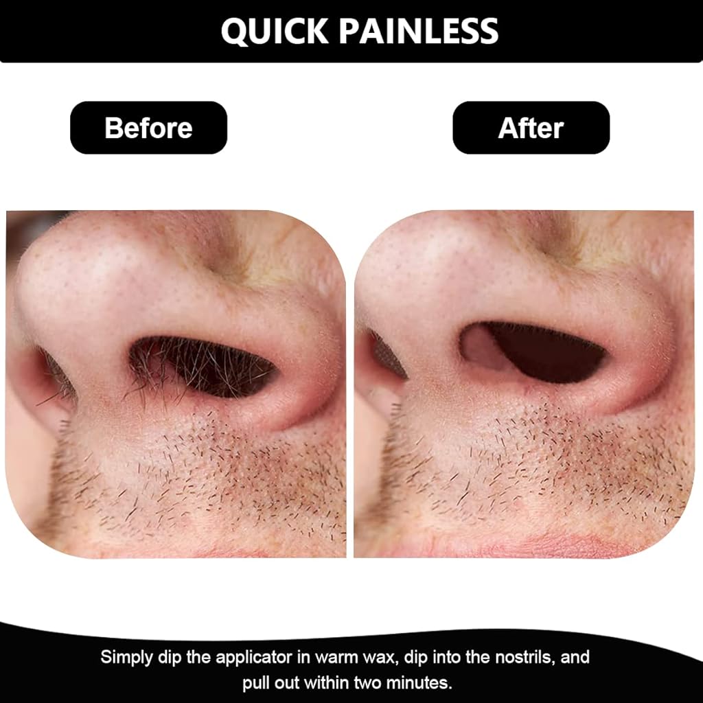HASTHIP® Kit de Cera para Nariz para Hombres y Mujeres,Cera Natural Eliminación del Vello Nasal,Kit de Depilación Sin Dolor con 100g y Aplicadores Uso Rápido Fácil en Casa
