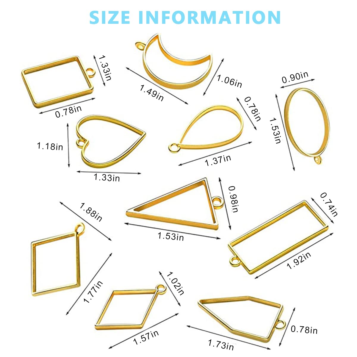 HASTHIP Resin Pendant Mould Kit for DIY Jewelry and Keychains with 55 Pcs Frames | Multi Coloured Shapes