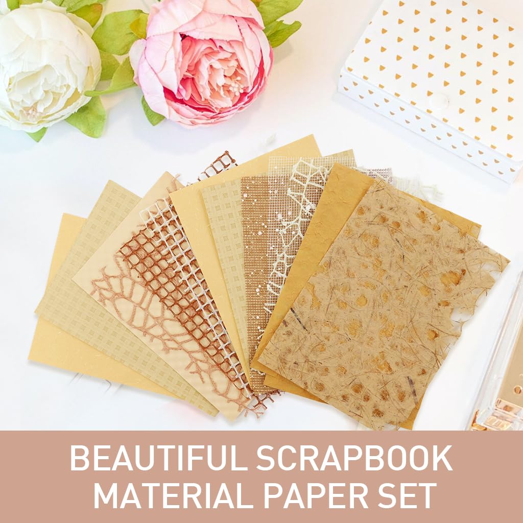 HASTHIP Scrapbook Paper Set for Journaling and Card Making featuring 48PCS 10x14cm Brown Sheets
