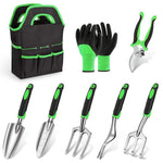 HASTHIP® 8 Pcs Gardening Tools Set - Aluminum Alloy Steel - Garden Planting Tools - Gardening Tools Kit For Home Garden - Gardening Tools Kit Set - With Tote Tool Bag - Suitable For Garden Patio