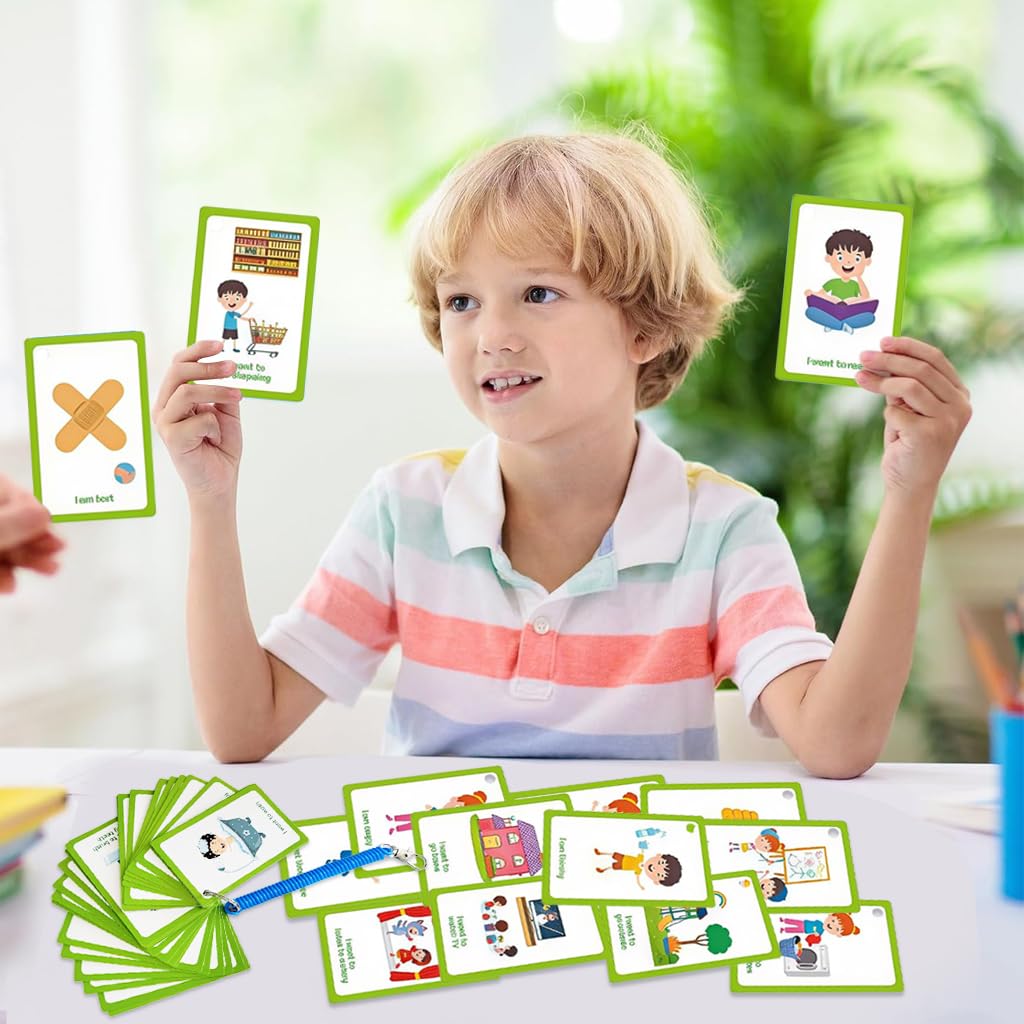 HASTHIP Communication Cards for Special Needs with 32 Flash Cards | Autism Visual Aid