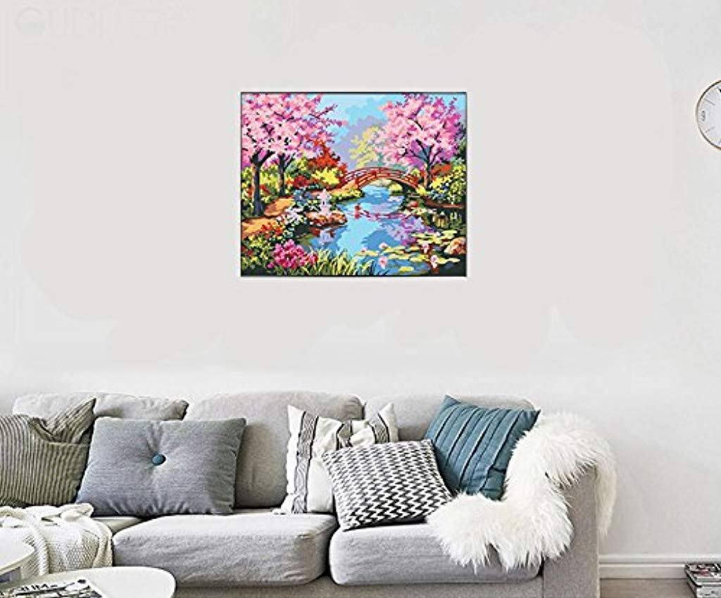 DIY Oil Painting Paint by Numbers for Adults and Kids Gift Kits Pre-Printed Canvas Beginner with Brushes and Pigment -Xanadu 16 * 20 inch, Multicolour