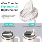 HASTHIP Leak Proof Lid Replacement for 40 oz Stanley Tumbler with Flip Top Stopper | White and Black 4PCS
