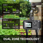 HASTHIP® Smart Garden Watering Timer Programmable Hose Faucet Timer with 2-Outlet LCD Digital Watering Timer IP55 Waterproof Outdoor Watering Timer Universal Watering Timer